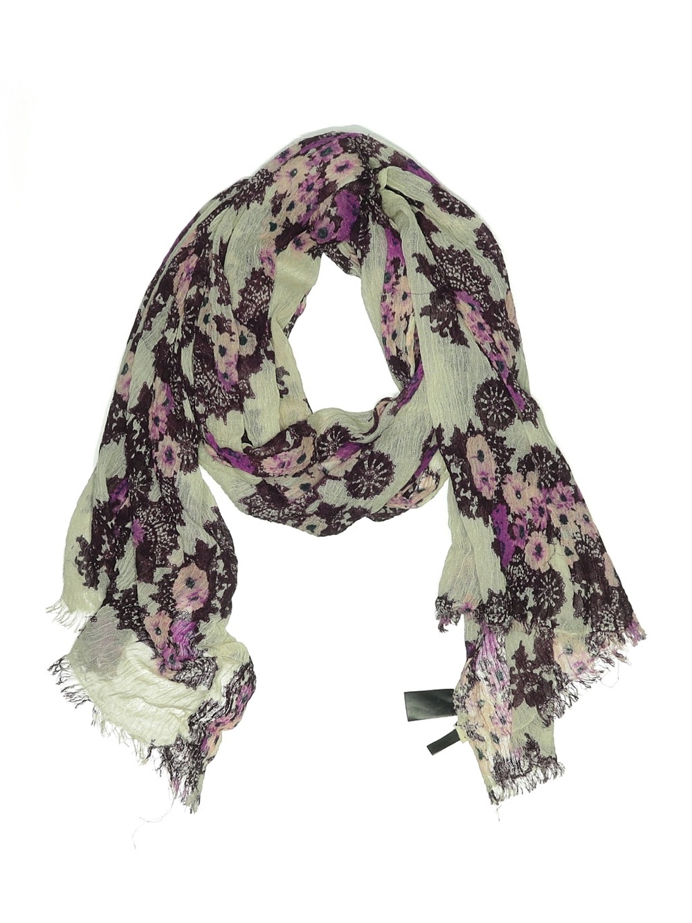 Ann Taylor 100% Wool Purple Floral Women's Scarf
